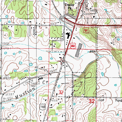 Topographic Map of Renfrow School, MO