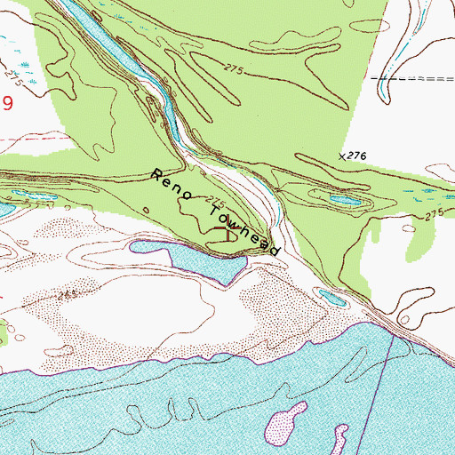 Topographic Map of Reno Towhead, MO