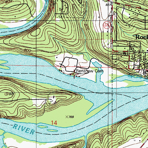 Topographic Map of Renshaw Cemetery, MO