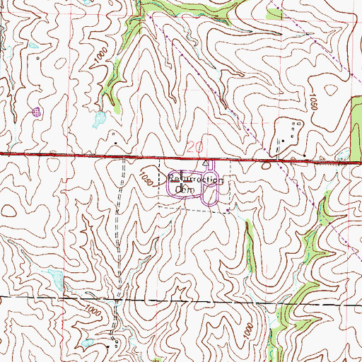 Topographic Map of Resurrection Cemetery, MO