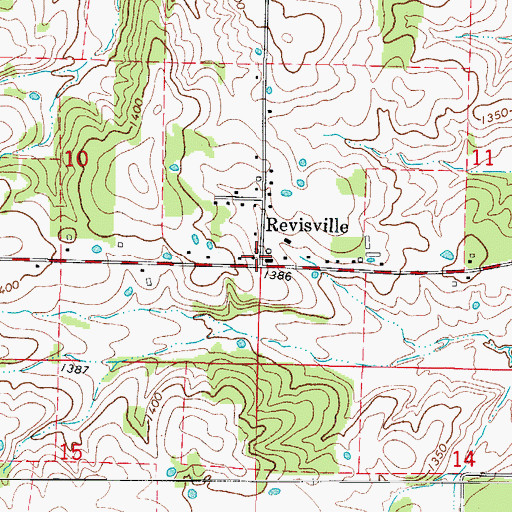 Topographic Map of Revisville, MO