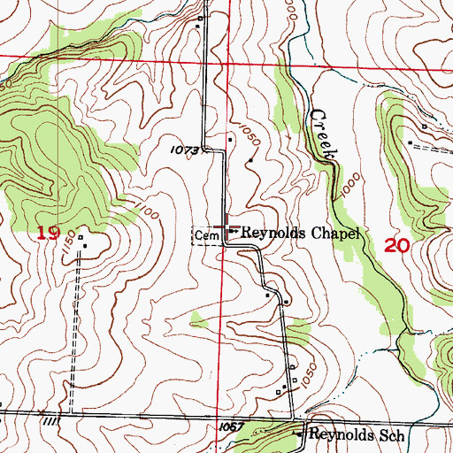 Topographic Map of Reynolds Chapel, MO