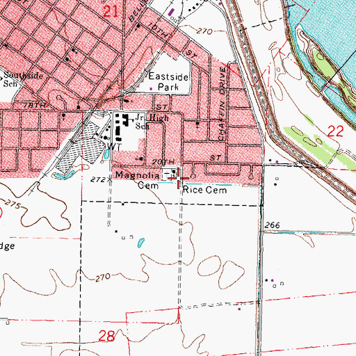 Topographic Map of Rice Cemetery, MO