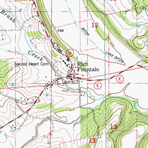 Topographic Map of Rich Fountain, MO