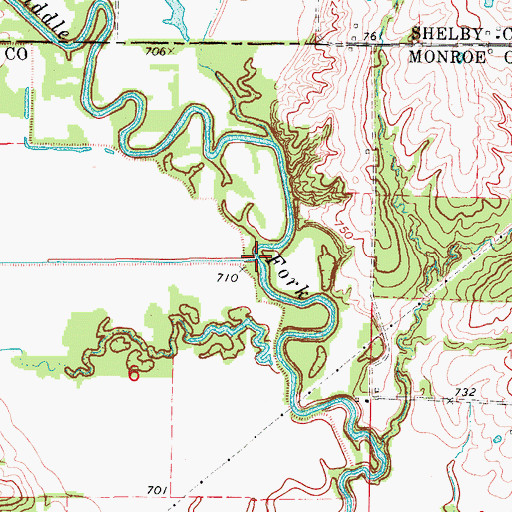Topographic Map of Rich Land Creek, MO