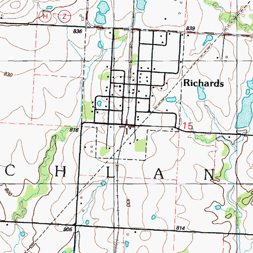 Topographic Map of Richards, MO