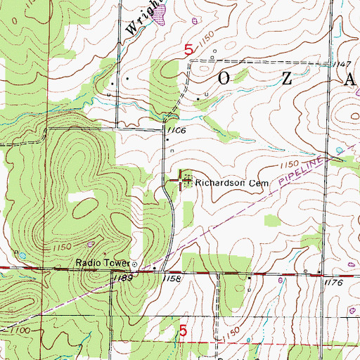 Topographic Map of Morrison - Richardson Cemetery, MO