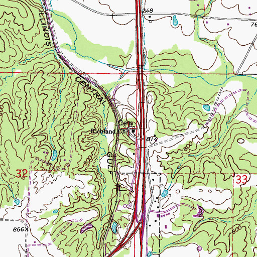 Topographic Map of Richland Church, MO