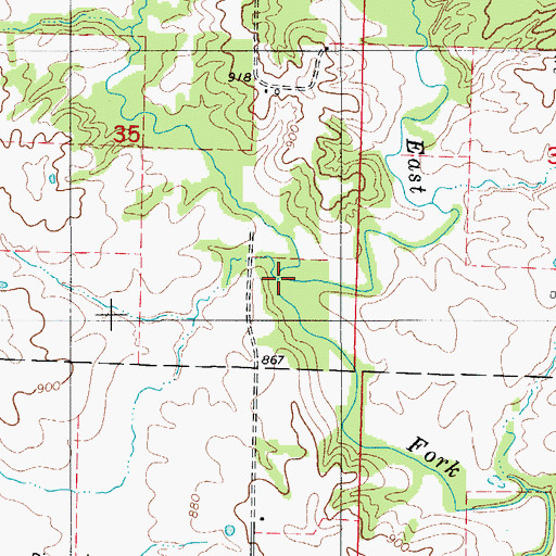 Topographic Map of Richland Creek, MO