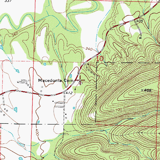 Topographic Map of Macedonia Cemetery, AR