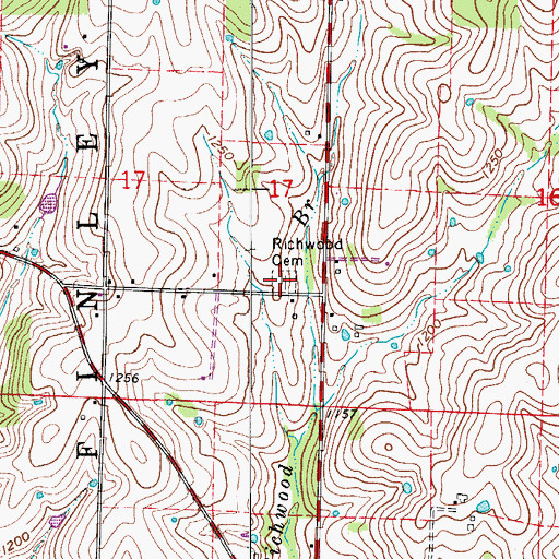 Topographic Map of Richwood Cemetery, MO