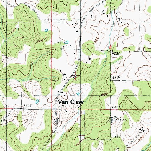 Topographic Map of Ricker Church, MO