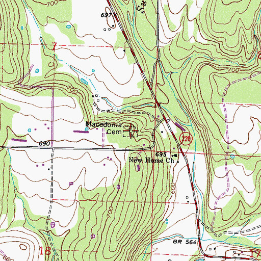 Topographic Map of Macedonia Cemetery, AR