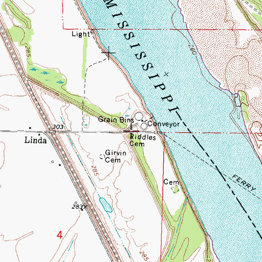 Topographic Map of Riddles Cemetery, MO