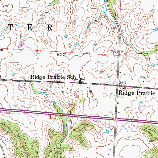 Topographic Map of Ridge Prairie School (historical), MO