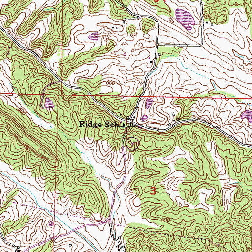 Topographic Map of Ridge School, MO