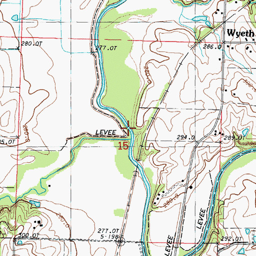 Topographic Map of Riggin Branch, MO