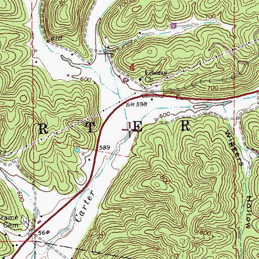 Topographic Map of Right Fork Carter Creek, MO