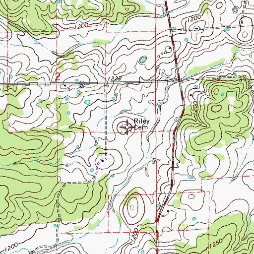 Topographic Map of Riley Cemetery, MO