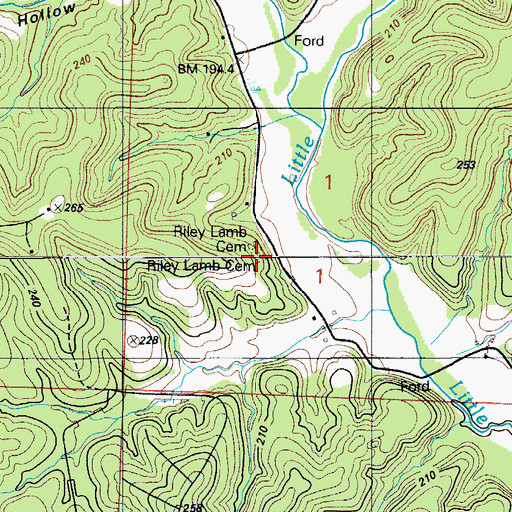 Topographic Map of Riley Lamb Cemetery, MO
