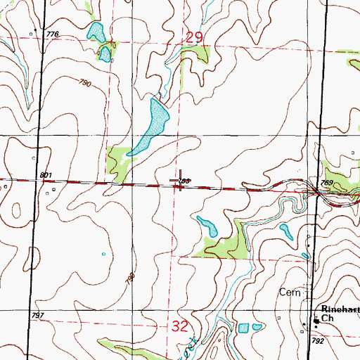 Topographic Map of Rinehart School (historical), MO