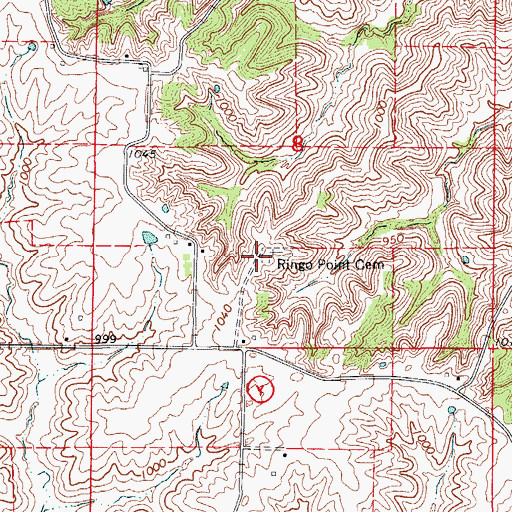 Topographic Map of Ringo Point Cemetery, MO