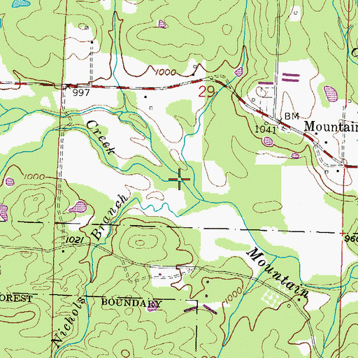 Topographic Map of Mackey Creek, AR