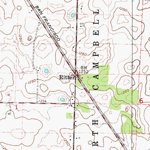 Topographic Map of Ritter, MO