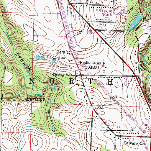 Topographic Map of Ritter School, MO