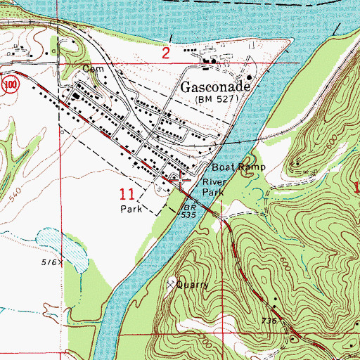 Topographic Map of River Park, MO