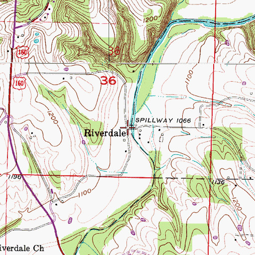 Topographic Map of Riverdale, MO
