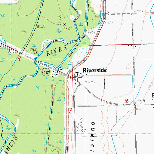 Topographic Map of Riverside, MO