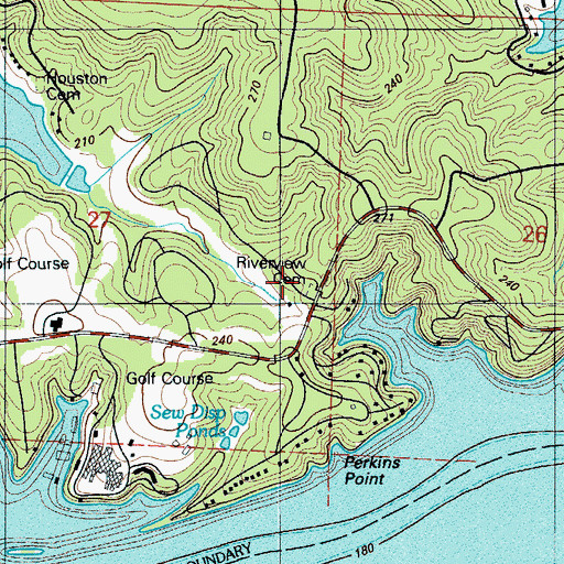 Topographic Map of Riverview Cemetery, MO