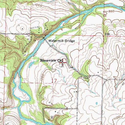 Topographic Map of Riverview Church, MO