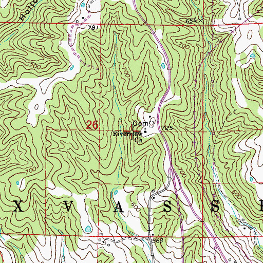 Topographic Map of Riverview Church, MO