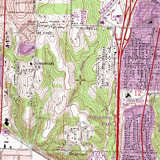 Topographic Map of Riverview Park, MO