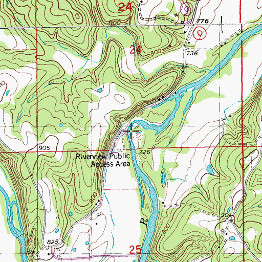 Topographic Map of Riverview Public Access Area, MO