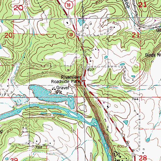 Topographic Map of Riverview Roadside Park, MO