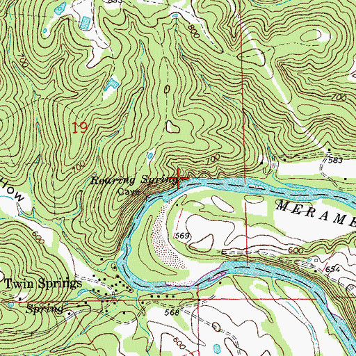 Topographic Map of Roaring Spring, MO