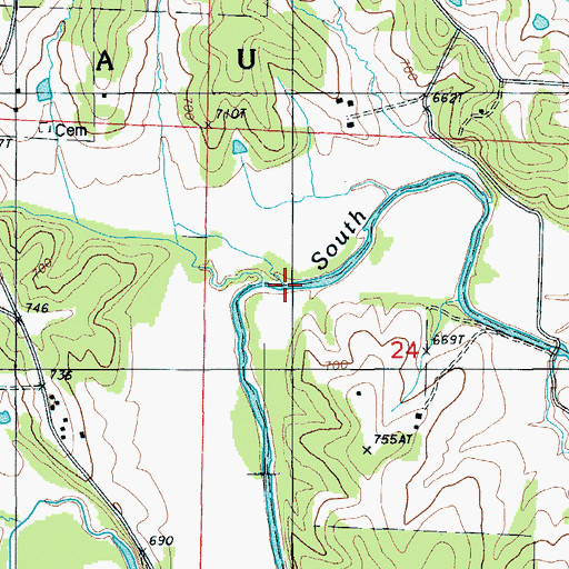 Topographic Map of Roark Branch, MO