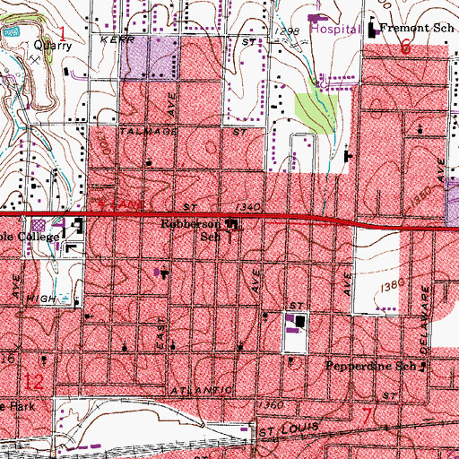 Topographic Map of Robberson School, MO