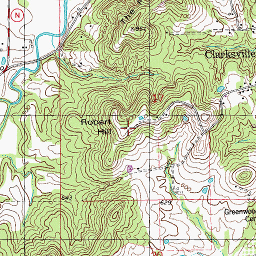 Topographic Map of Robert Hill, MO