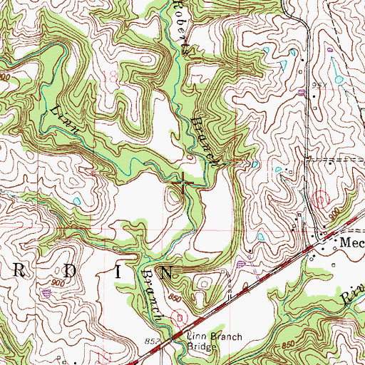 Topographic Map of Roberts Branch, MO
