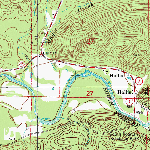 Topographic Map of Magie Creek, AR