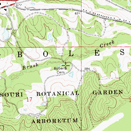 Topographic Map of Roberts Cemetery, MO