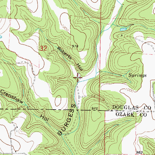 Topographic Map of Roberts Hollow, MO