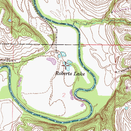 Topographic Map of Roberts Lake, MO