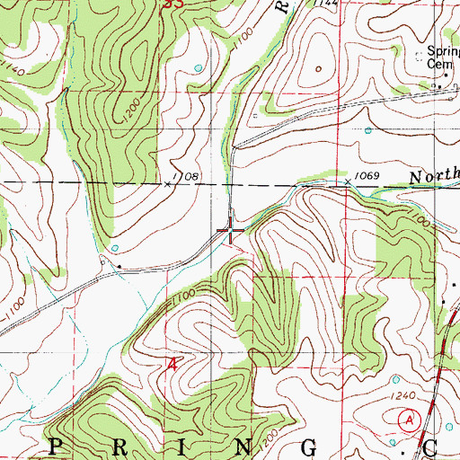Topographic Map of Robertson Branch, MO