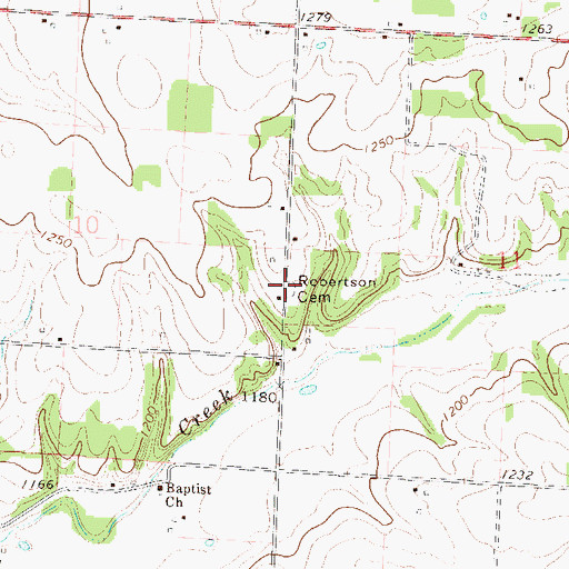 Topographic Map of Robertson Cemetery, MO