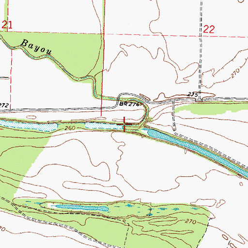 Topographic Map of Robinson Bayou, MO